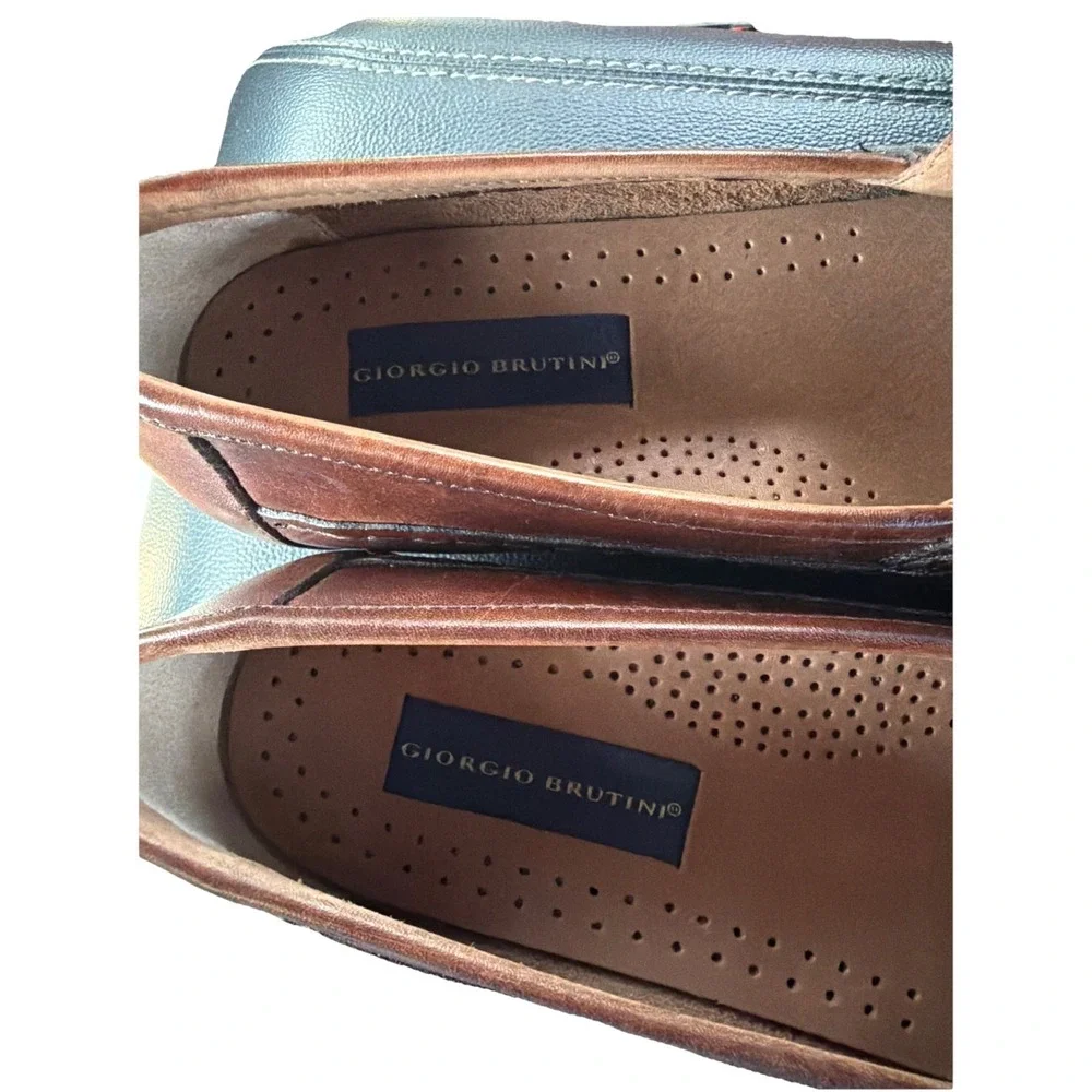 NWOT‎ Giorgio Brutini Antigua woven Brown tassel kiltie Derby loafers Mens 10
